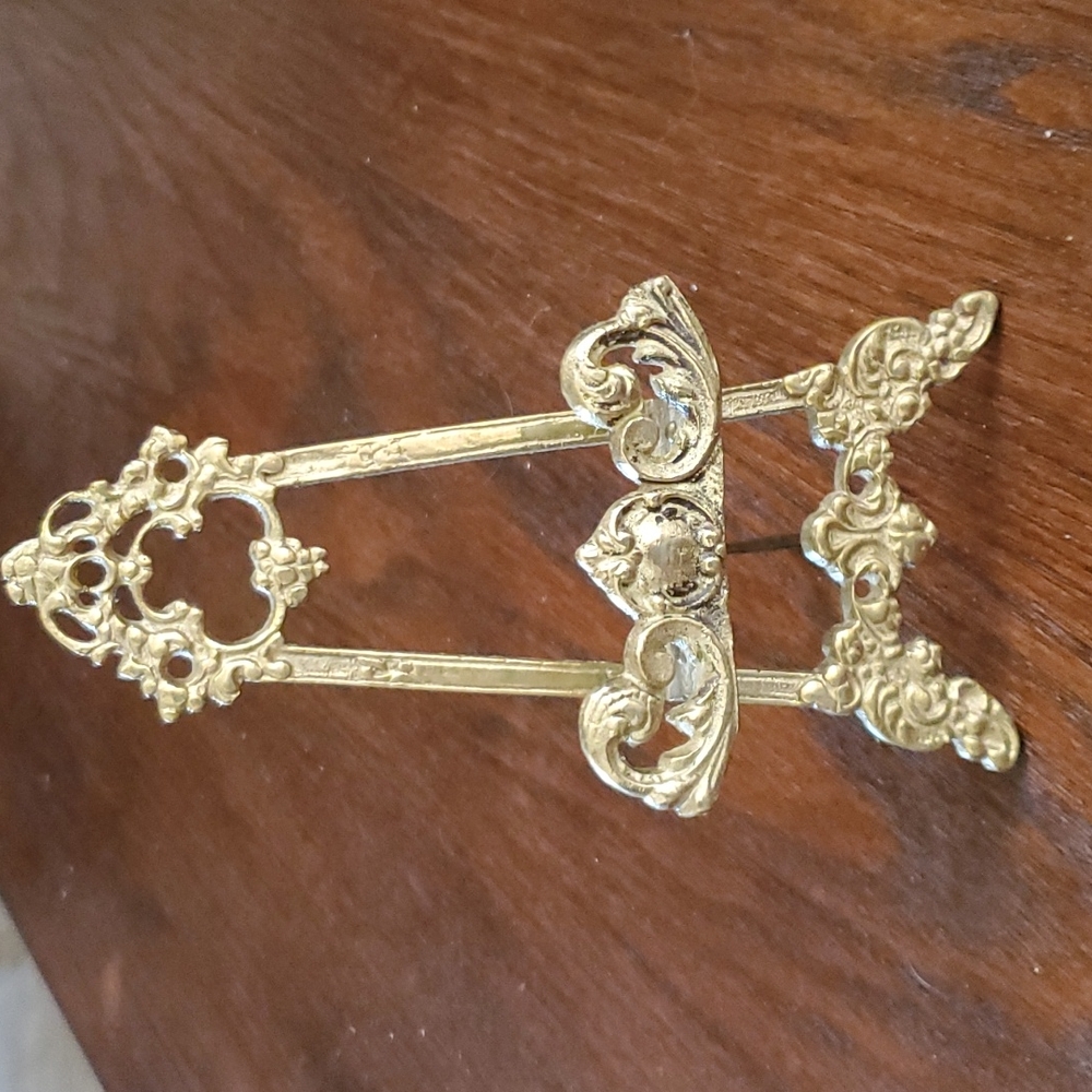 COPY - 7.5×4 VINTAGE SOLID BRASS VICTORIAN EASEL - Picture 1 of 10